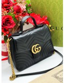 GUCCI GG MARMONT TOP HANDLE BAG MATELESS CHEVRON LEATHER