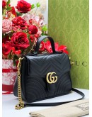 GUCCI GG MARMONT TOP HANDLE BAG MATELESS CHEVRON LEATHER