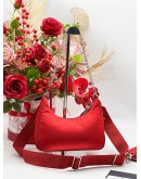 PRADA RE-EDITION 2005 SHOULDER HANDBAG IN RED TESSUTO LEATHER 