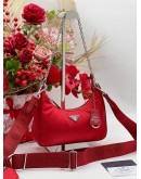 PRADA RE-EDITION 2005 SHOULDER HANDBAG IN RED TESSUTO LEATHER 