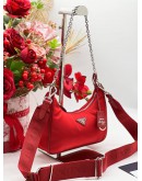 PRADA RE-EDITION 2005 SHOULDER HANDBAG IN RED TESSUTO LEATHER 