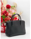 CHRISTIAN DIOR BLACK LEATHER OPEN BAR TOTE HANDLE BAG 