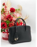 CHRISTIAN DIOR BLACK LEATHER OPEN BAR TOTE HANDLE BAG 