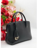 CHRISTIAN DIOR BLACK LEATHER OPEN BAR TOTE HANDLE BAG 