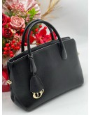 CHRISTIAN DIOR BLACK LEATHER OPEN BAR TOTE HANDLE BAG 