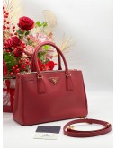 PRADA GALLERIA SAFFIANO VERNIC LEATHER BAG IN RED