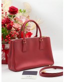 PRADA GALLERIA SAFFIANO VERNIC LEATHER BAG IN RED