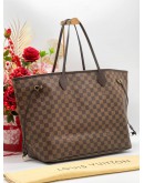 LOUIS VUITTON NEVERFULL TOTE BAG DAMIER CANVAS BROWN EBENE 