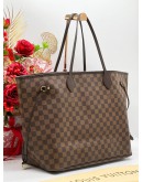 LOUIS VUITTON NEVERFULL TOTE BAG DAMIER CANVAS BROWN EBENE 