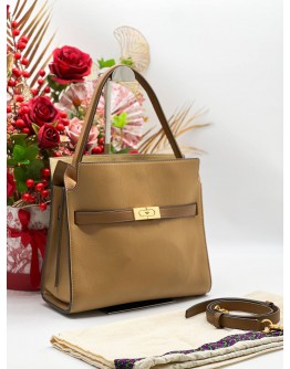 TORY BURCH LEE RADIZWELL TOTE BAG IN GOLDEN SMOKE BROWN 