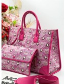 MCM MUCHEN JACQUARD TOTE BAG IN PINK  