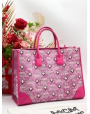 MCM MUCHEN JACQUARD TOTE BAG IN PINK  