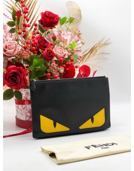 FENDI MONSTER EDITION EYES LEATHER CLUTCH GHW   