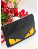 FENDI MONSTER EDITION EYES LEATHER CLUTCH GHW   