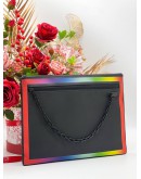 LOUIS VUITTON 2019 LIMITED EDITION VIRGIL OBLOH TAIGA LEATHER POCHETTE BLACK / RAINBOW COLOUR CLUTCH 