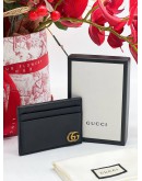 GUCCI GG MARMONT CARD HOLDER IN GOLD HARDWARE BLACK LEATHER   