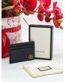 GUCCI GG MARMONT CARD HOLDER IN GOLD HARDWARE BLACK LEATHER   