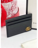 GUCCI GG MARMONT CARD HOLDER IN GOLD HARDWARE BLACK LEATHER 