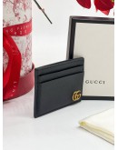 GUCCI GG MARMONT CARD HOLDER IN GOLD HARDWARE BLACK LEATHER 