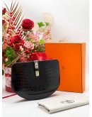 HERMES LIMITED DOUBLE DOT STAMP SYMBOL BATON DE CRAIE HUNTER BLACK CLUTCH 