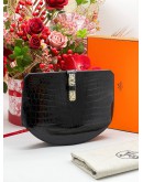 HERMES LIMITED DOUBLE DOT STAMP SYMBOL BATON DE CRAIE HUNTER BLACK CLUTCH 