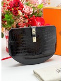 HERMES LIMITED DOUBLE DOT STAMP SYMBOL BATON DE CRAIE HUNTER BLACK CLUTCH 