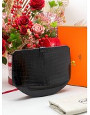 HERMES LIMITED DOUBLE DOT STAMP SYMBOL BATON DE CRAIE HUNTER BLACK CLUTCH 