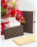 LOUIS VUITTON RED SARAH IN MONOGRAM CANVAS LONG WALLET  