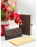 LOUIS VUITTON RED SARAH IN MONOGRAM CANVAS LONG WALLET  