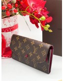 LOUIS VUITTON RED SARAH IN MONOGRAM CANVAS LONG WALLET  