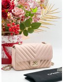 CHANEL CHEVRON NUDE PINK MINI RECTANGULAR FLAP BAG 