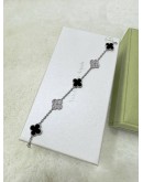 VCA VAN CLEEF & ARPELES VINTAGE ALHAMBRA BRACELET 5 MOTIFS 18K 750 WHITE GOLD WITH DIAMOND & ONYX