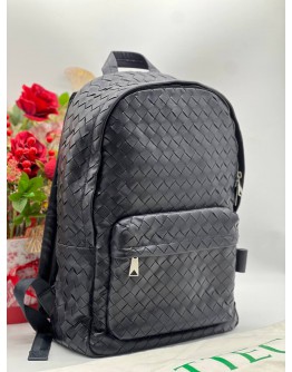 BOTTEGA VENETA NAVY BLUE INTRECCIATO LEATHER BACKPACK