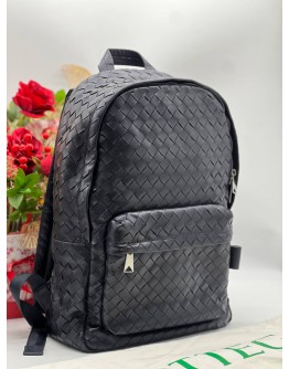 BOTTEGA VENETA NAVY BLUE INTRECCIATO LEATHER BACKPACK