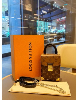 LOUIS VUITTON CAMERA BOX TOP HANDLE CROSSBODY BAG WITH STRAP & CHAIN IN REVERSE MONOGRAM CANVAS & GOLD HARDWARE