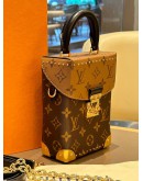 LOUIS VUITTON CAMERA BOX TOP HANDLE CROSSBODY BAG WITH STRAP & CHAIN IN REVERSE MONOGRAM CANVAS & GOLD HARDWARE