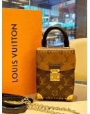 LOUIS VUITTON CAMERA BOX TOP HANDLE CROSSBODY BAG WITH STRAP & CHAIN IN REVERSE MONOGRAM CANVAS & GOLD HARDWARE