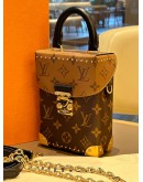 LOUIS VUITTON CAMERA BOX TOP HANDLE CROSSBODY BAG WITH STRAP & CHAIN IN REVERSE MONOGRAM CANVAS & GOLD HARDWARE