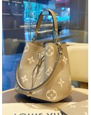 LOUIS VUITTON MM NÉONOÉ IN BICOLOUR TOURTERELLE CRÈME MONOGRAM EMPREINTE LEATHER WITH GOLD HARDWARE