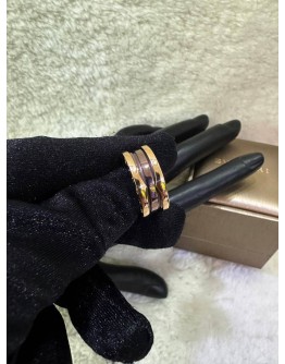 BVLGARI B.ZERO 1 TWO BAND RING IN 18K 750 ROSE GOLD WITH BLACK CERAMIC SPIRAL       
