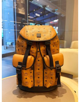 MCM BRANDENBURG BACKPACK IN COGNAC VISETOS MONOGRAM CANVAS WITH NAPPA LEATHER   
