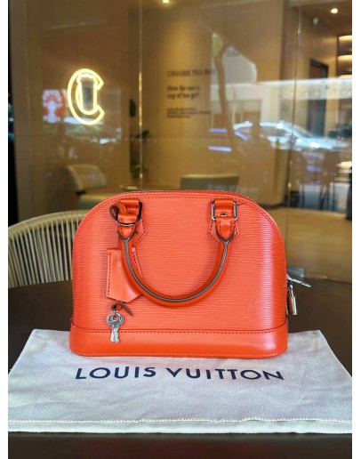 LOUIS VUITTON ALMA BB IN ORANGE EPI LEATHER WITH SILVER HARDWARE  
