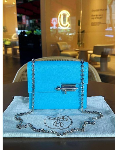 HERMES MINI VERROU CHAINE IN CELESTE  