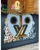 LOUIS VUITTON MM TWIST IN BLACK EPI LEATHER WITH OWL SEQUIN PRINTS   