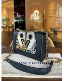 LOUIS VUITTON MM TWIST IN BLACK EPI LEATHER WITH OWL SEQUIN PRINTS   