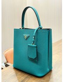 PRADA PANIER SMALL BAG IN EMERALD GREEN SAFFIANO LEATHER 