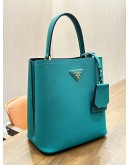 PRADA PANIER SMALL BAG IN EMERALD GREEN SAFFIANO LEATHER 