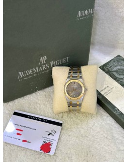 AP AUDEMARS PIGUET ROYAL OAK REF 56303SA 18K 750 YELLOW GOLD GREY DIAL 33MM QUARTZ WATCH