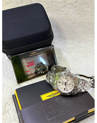 BREITLING GALACTIC 36 REF A3733012/A717 WHITE DIAMOND MOTHER OF PEARL DIAL 36MM AUTOMATIC WATCH