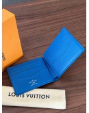 LOUIS VUITTON BI FOLD WALLET IN DAMIER GRAPHITE CANVAS & BLUE INTERIOR